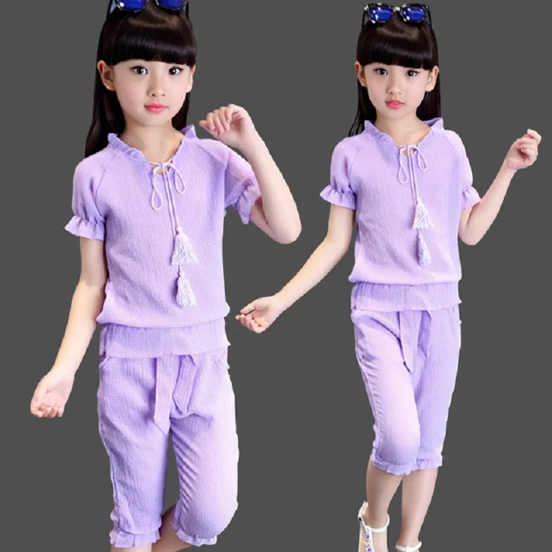 

Boutique Summer Shorts Set 3-12 Years Baby Girl Clothes Eco-Friendly Cotton Fabric Casual Wear Outfits T Shirt + 7 Point Shorts