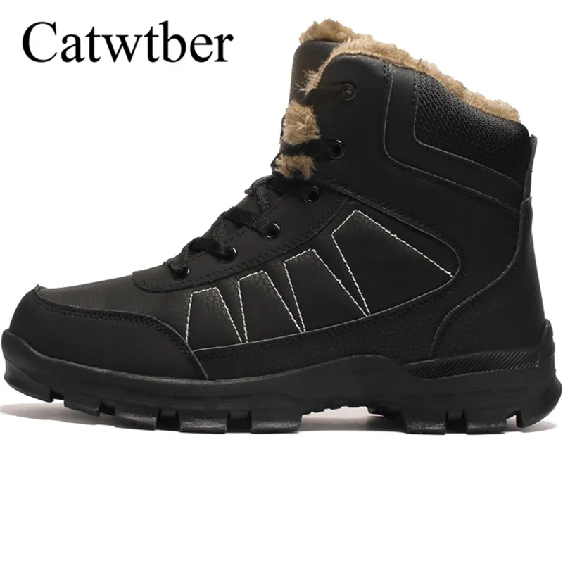 

Catwtber Plus size 39-48 botas hombre Men Winter Boots Male Snow Ankle Boots Warm Fur Plush Casual Boot Shoes zapatos de hombre