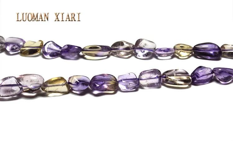 Luoman xiari неправильный Природный Аметрин камень бусины для самостоятельного изготовления ювелирных изделий браслет ожерелье материал около 8-12 мм нить 15''