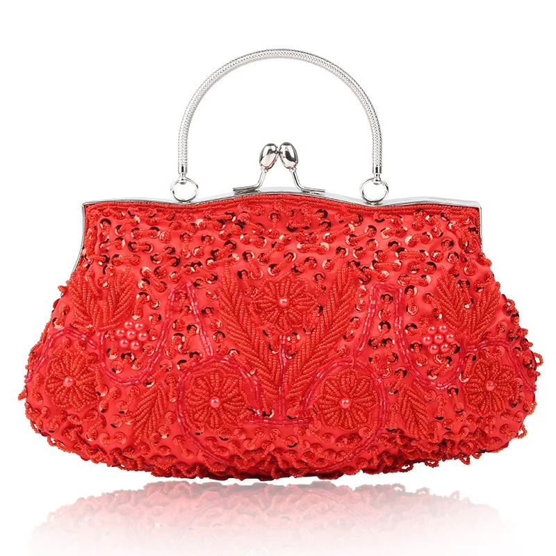 LDAJMW модный роскошный с кристаллами жемчужный белый вечерний клатч женская элегантная сумочка со стразами Свадебная вечерняя дамская сумочка - Цвет: red