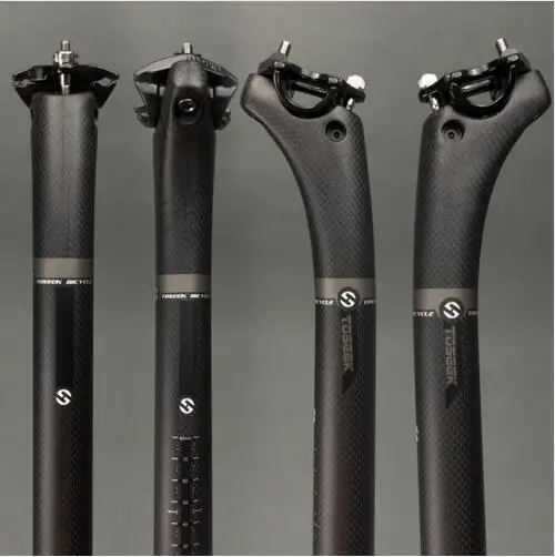 TOSEEK Full Carbon Fiber Bike Seatpost Length 350mm Ultralight for 27.2/30.8/31.6 mm Bike