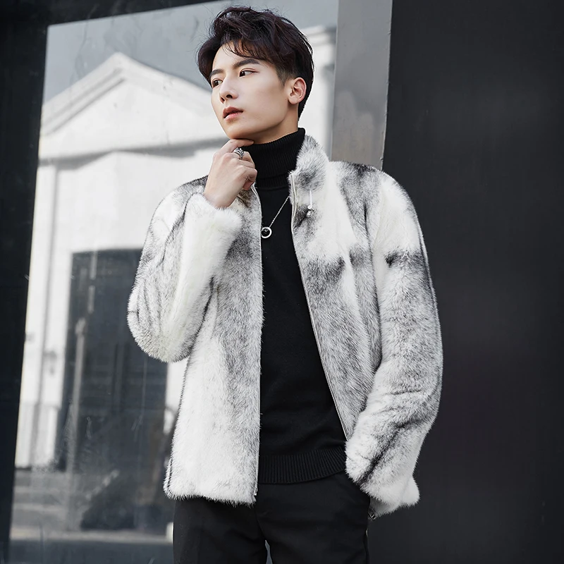 

Genuine mink fur jacket men new arrival real fur coat men high quality mink marten fur clothing male cross mink NPI 80119G