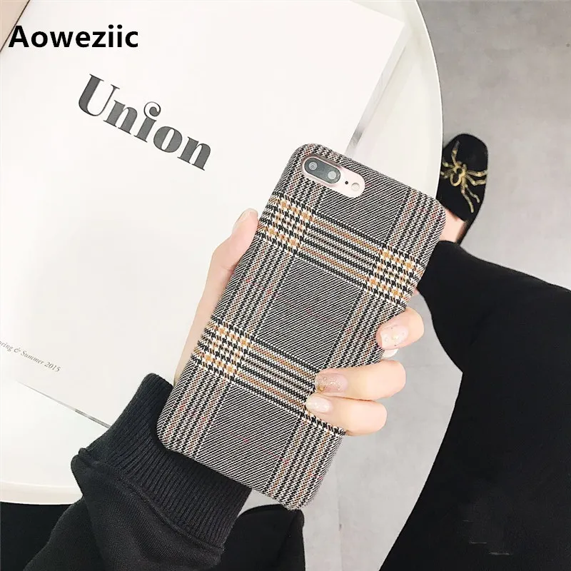 

Aoweziic Autumn and winter plaid temperament For iphone7 8 X XS MAX XR mobile phone case 6s plus flannel soft shell couple tide