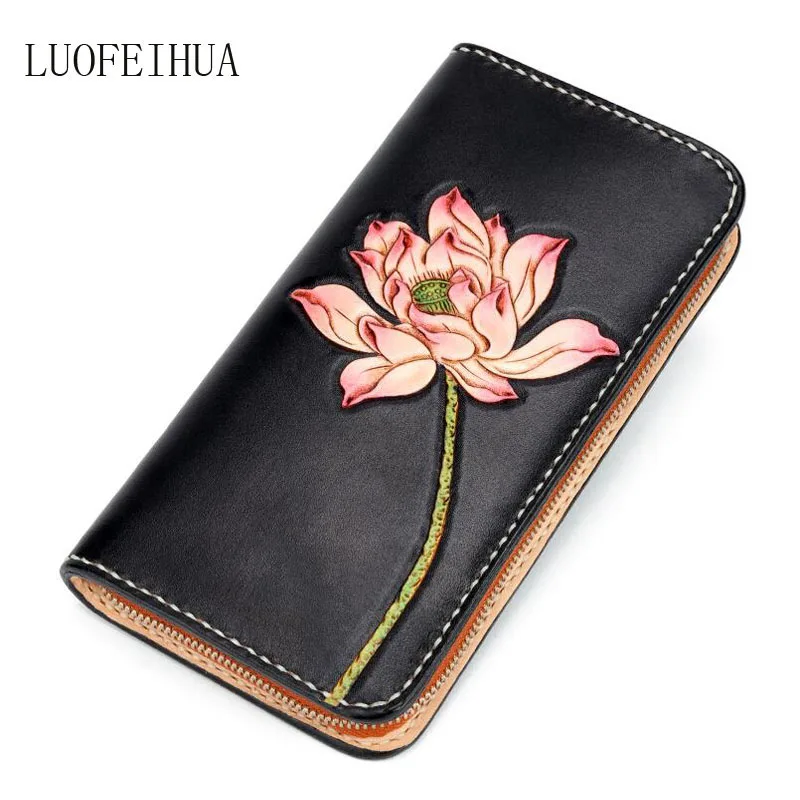 

Genuine Leather women bags for women 2017 new women's vintage engraving leather clutch Chinese style painting package