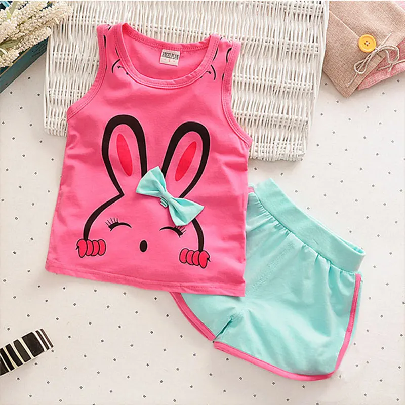 

MCAGTZ 2017 Summer fashion Leisure Cartoon children's clothing Set Girls Boys clothes baby wear sportswear + pants 2pc