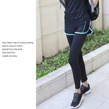 Женские спортивные Леггинсы с высокой талией для бега, брюки, поддельные, из двух частей, для фитнеса, для спортзала, лосины для йоги