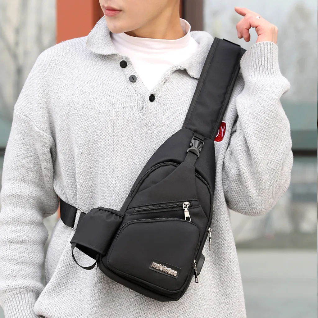 

Men's Small Chest Sling Bag Travel Hiking Cross Body Charging Chest Bag Travel Fashion Bag Multi-Function Messenger Bag6.41