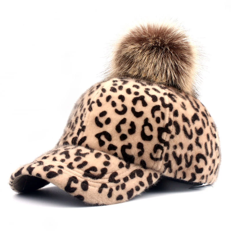 

Hot Sale Baseball Caps 2019 Winter Hats for Adult Child Pompom Ball Leopard Cap Girl Gorras Bone Snapback Hat Women Cap