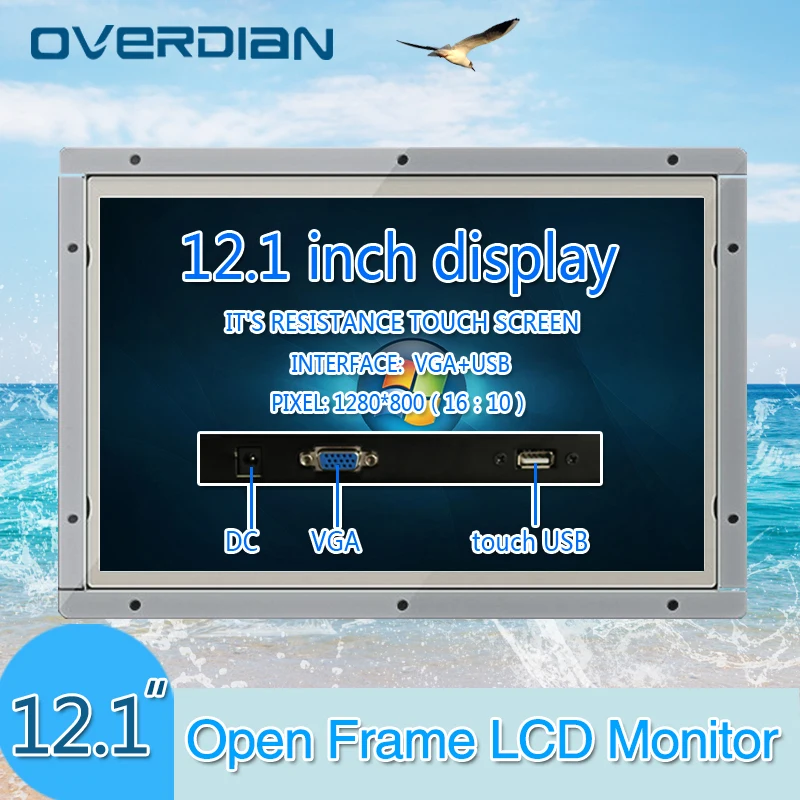 

12"VGA/USB Interface Open Frame Metal Shell All Angle of View Resistance Touch IPS Screen Industrial Lcd Monitor TFT Type
