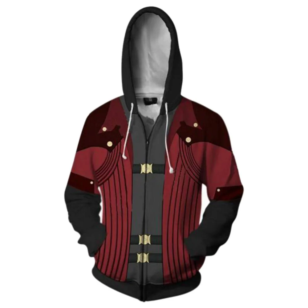 

DmC V Cosplay Hoodie Dante Hoodie Coat High Quality 3D Print Zipper Spring Jacket Sweatshirts