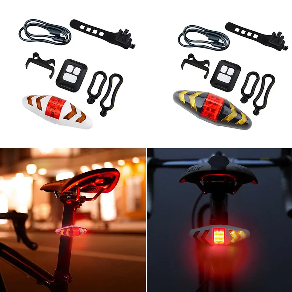 

Bicycle LED Taillight Wireless Remote Control Mountain Bike 2-in-1 Turn Signal Tail Light USB Riding Safety Warning Rear Light