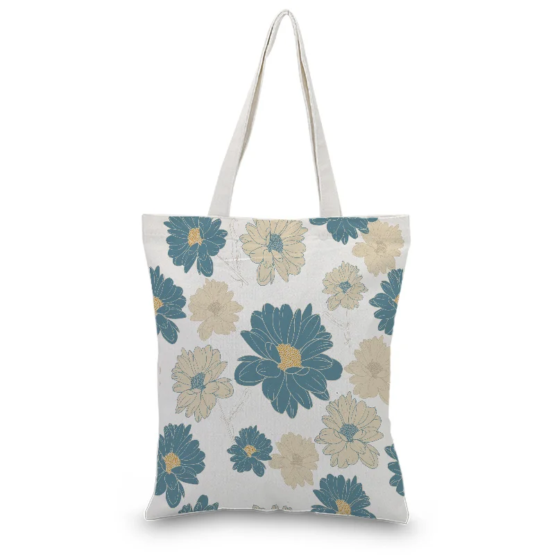 Складная сумка для пляжа многоразовая хозяйственная сумка Экологичная Повседневная сумка на плечо с цветочным принтом Повседневная Парусиновая Сумка-тоут