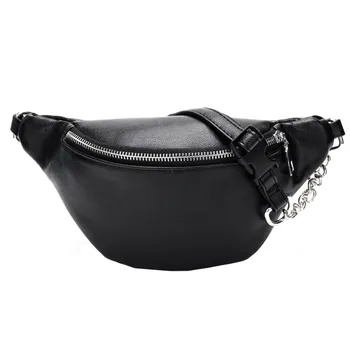 

MAOUMY bag Women Zipper waist packs waist Bag Chain Leather Fashion Versatile Messenger Shoulder Chest Soft Bags