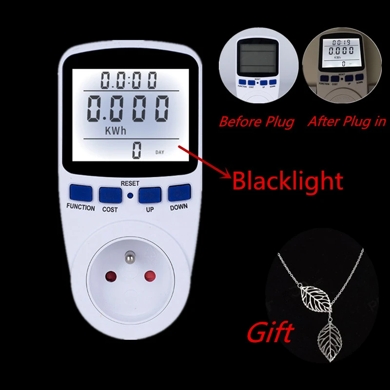 

New Version Digital Power Meter with Backlight Energy Meter Wattmeter KWH Current Voltage Wattage Energy Analyzer Outlet Socket