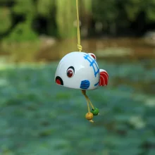 Японский стиль Lucky Fish Wind Chime Wind Bell, керамические изделия, украшение для дома, ручная работа, ветряная колокольчик, настенный, для детей, подарки на день рождения