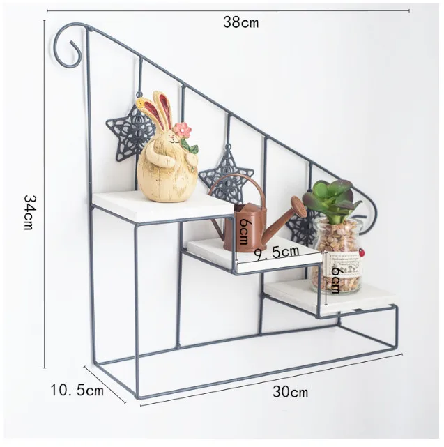 Ретро Железная лестница Цветочная полка настенная маленькая горшечная орнаментная стойка домашнее настенное украшение многослойное
