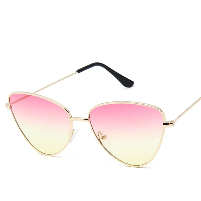 

Vintage Cat Eye Sunglasses Women Ocean Color Lens Mirror Sunglasses Female Brand Design Metal Frame Red Glasses Oculos UV400
