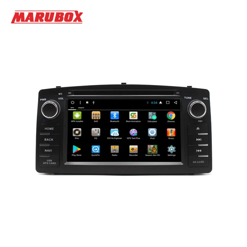 Marubox 6A900DT8,Штатная магнитола для Toyota Corolla E120 2003-2006,Головное устройство Android 8.1,Восьмиядерный процессор Allwinner T8,Оперативная 2G,Встроенная 32G,DVD,Навигация,BlueTooth,Поддержка кнопок на руле