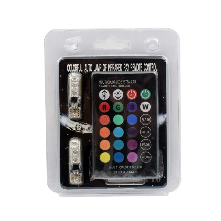Multi-color W5W 194 T10 RGB LED Flash Strobe Fade Remote Control Colorful Lights (13)