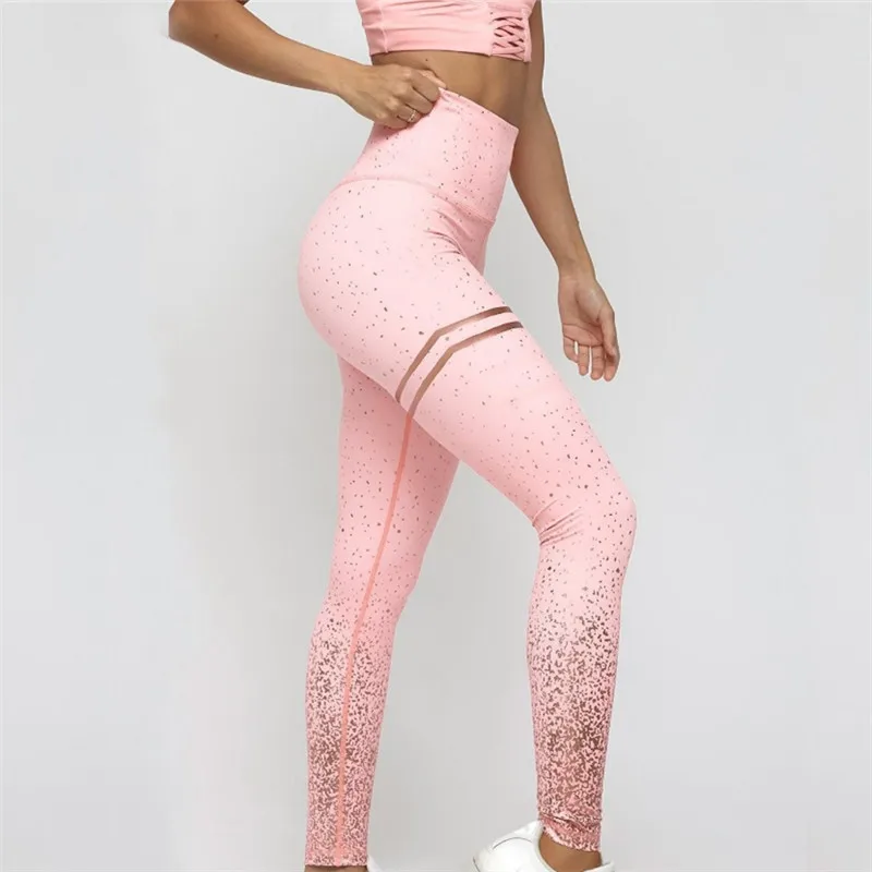 

Women Gold Print Leggings Exercise Fitness Workout Trousers Patchwork Skinny Leggings Push Up Female Stretch Sportswear Pants