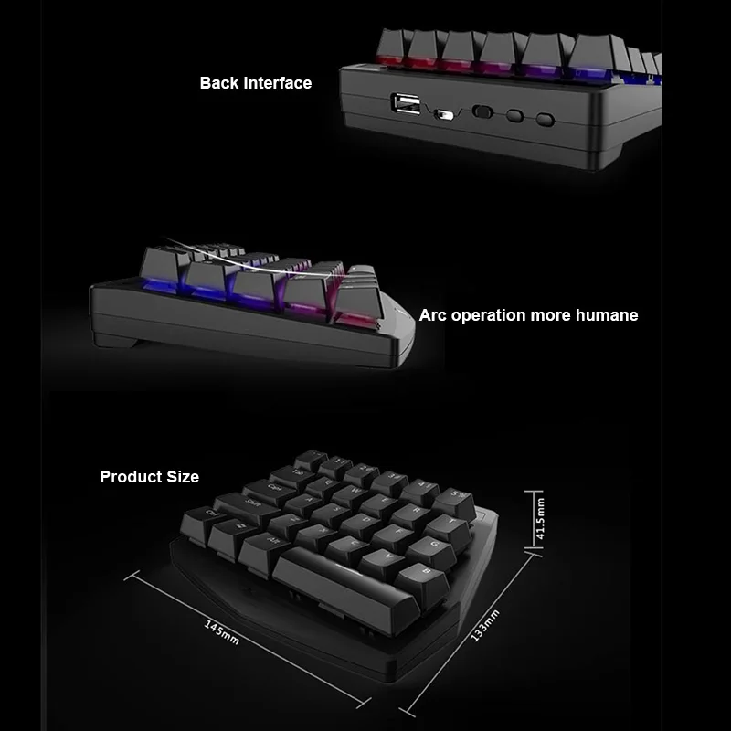 

28 Keys One Hand Design Mechanical Keyboard Wireless for Esport Gaming PUBG Mobile Games New Arrival