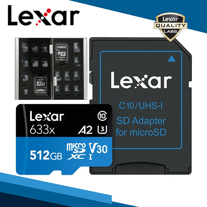 Lexar карта памяти SD адаптер Micro SD кард-ридер Футляр для карты TF 16 ГБ 32 ГБ 64 Гб 128 ГБ 256 ГБ 512 ГБ A2 U3 C10 V30 633x флэш-карта - Емкость: 512GB