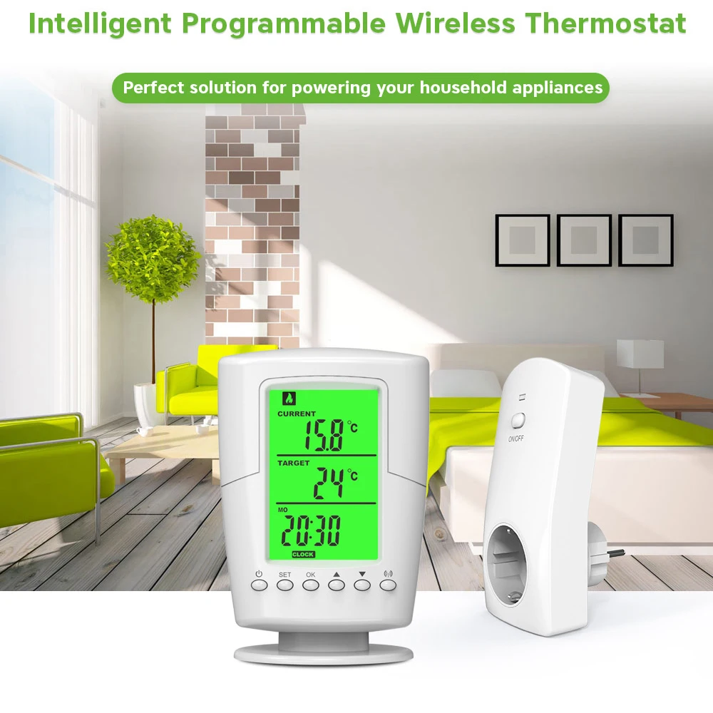 EU Temperature Control Socket Smart Programmable Wireless Thermostat
