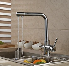 Новый Полированный Хром Латунь Кухонный Кран Чистой Воды Двойной Handels Судно Смесителя