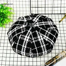 Maylisacc восьмиугольная Шляпа черно-белая Клетчатая Мужская и Женская британская ретро кепка газетчика в Корейском стиле дикая шляпа художника