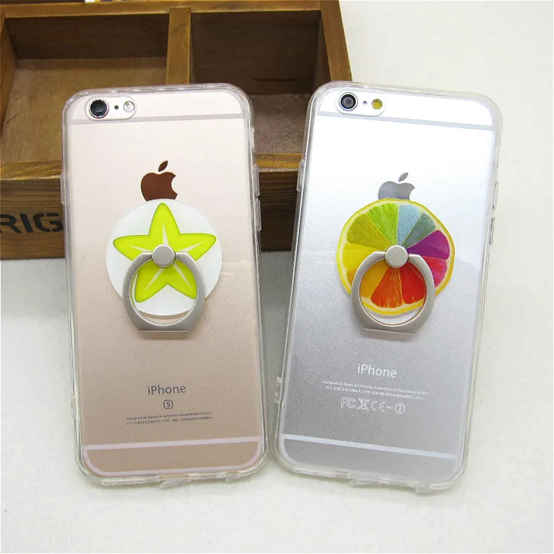 Fashion Cartoon Fruit Cherry Carambole Transparent Holder Stand Back Cover for iPhone 6 6s plus Cute Clear Phone Case Shell Skin |