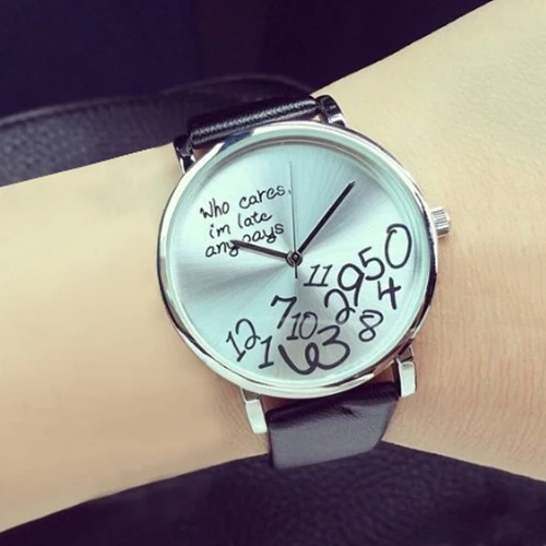 

2015 Trended Women's Qualified Designed Who Cares Faux Leather Arabic Numerals Letters Printed Watches 6327 C2K5W