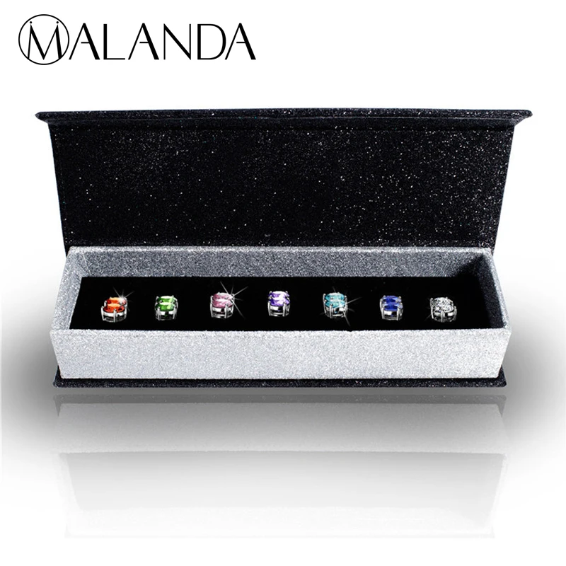 MALANDA Марка Циркон серьги пирсинг для Для женщин 7 пар Круглый Кристалл от Swarovski модные серьги Свадебные украшения