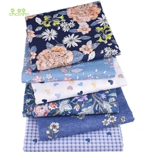 Chainho, 6 шт./лот, синяя Цветочная серия, саржевая хлопковая ткань с принтом, Лоскутная Ткань, DIY швейный материал для стеганых изделий для малышей и детей