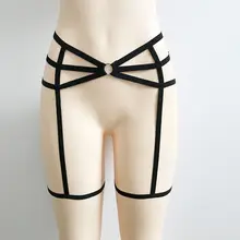 Готический Крест подвязки чулок Пояс для чулок черный бюст ноги пояс для женщин Подвязки Пояс жгут трусики нижнее белье полые высокая талия