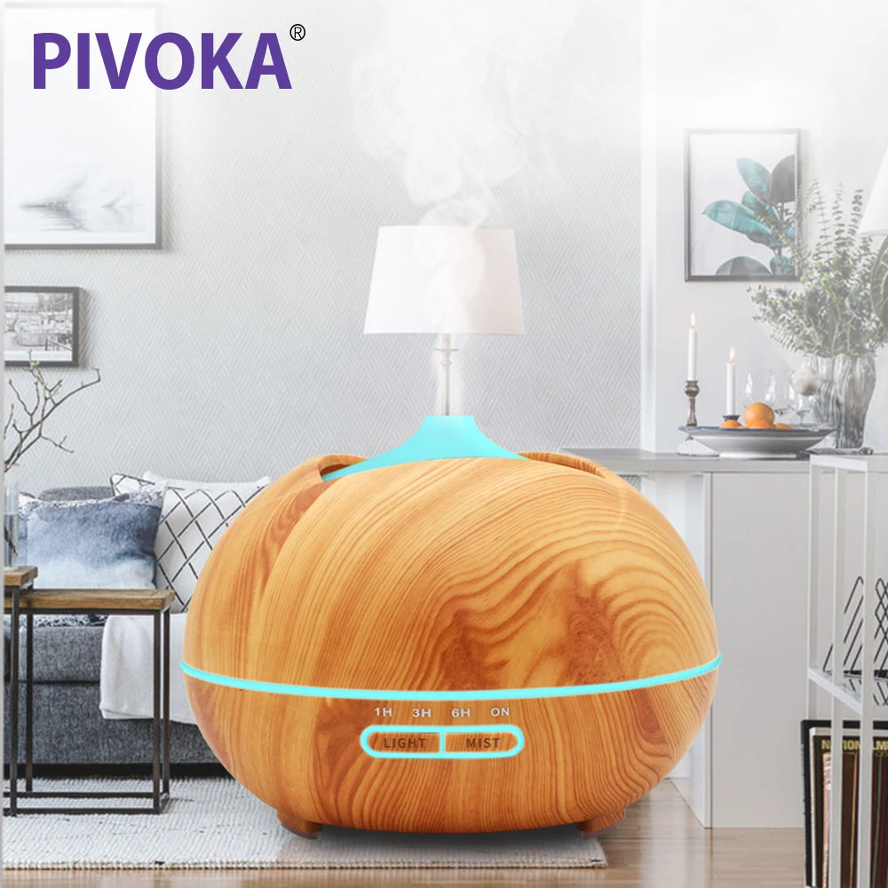 

PIVOKA 400ml Air Aroma Humidifier Ultrasonic Essential Oil Diffuser LED Lights Mist Maker luchtbevochtiger For Home 005