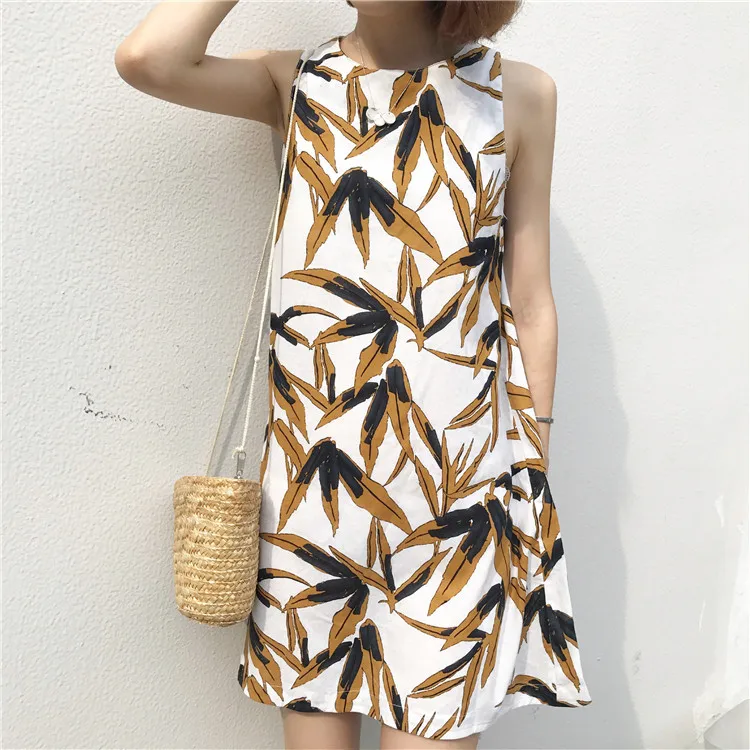 Moda feminina vestidos verano Женская Одежда Лето chic печати рукава меньше платье новый модный