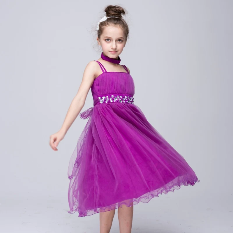 

Summer Girls Kids Rhinestone Bowknot Party Graduation Bridesmaid Lovely Dress