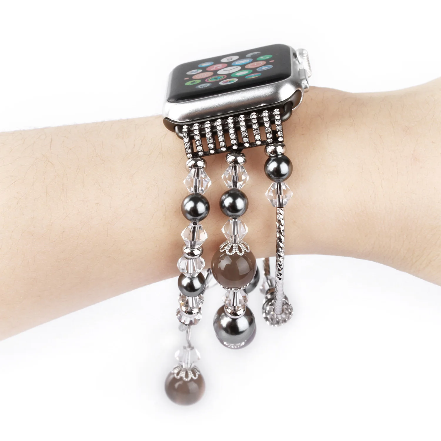 Роскошный со стразами браслет для Apple Watch Series 4 3 2 1 Ремешки для наручных часов iWatch Edition 38 42 мм ремешок 40 44 кулон