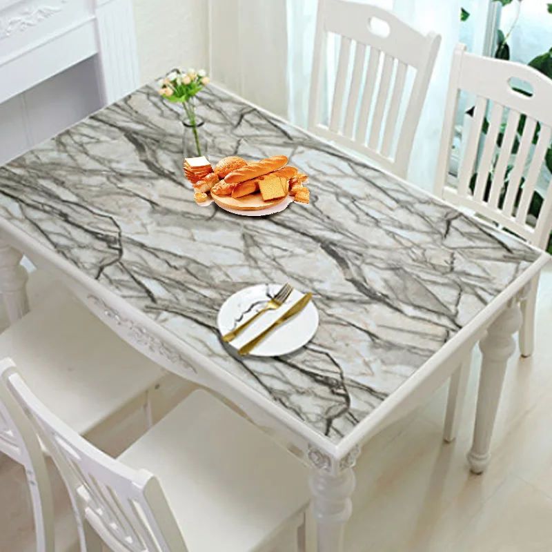 

HAZY KALAMENG PVC Table Cover Protector Desk Pad Marble Pattern Tablecloth Waterproof Oilproof Soft Glass Kitchen Accessories