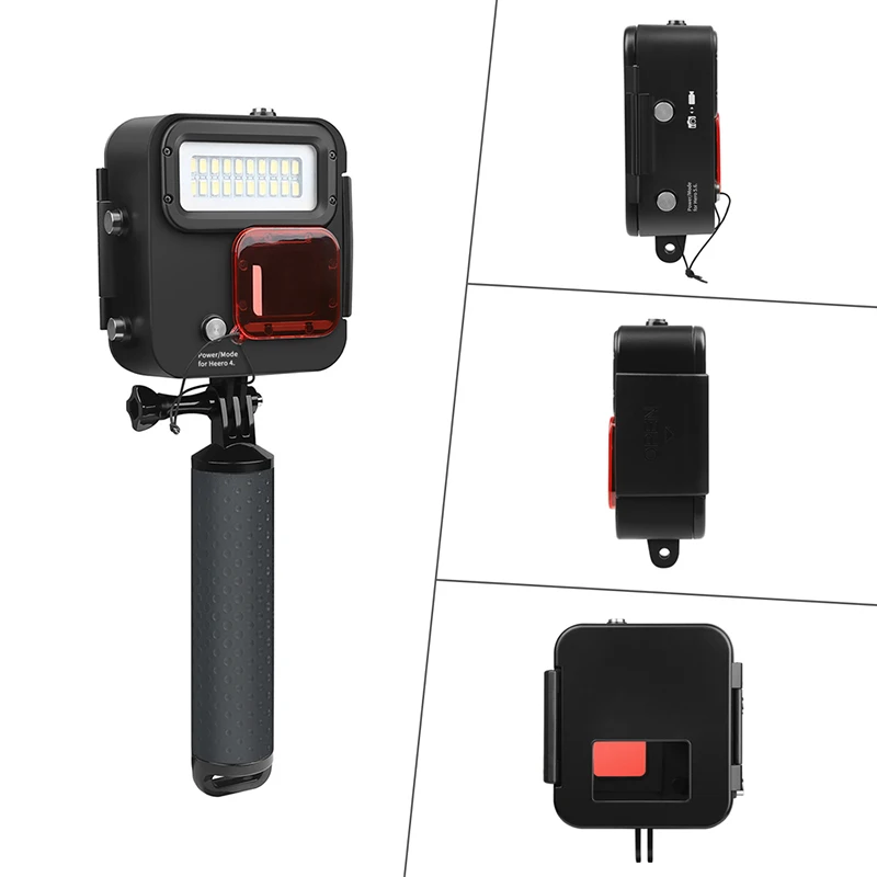 

For GoPro Hero6/5/4 Waterproof Shell + LED Lights In One Kangaroo Diving Lights WWO66