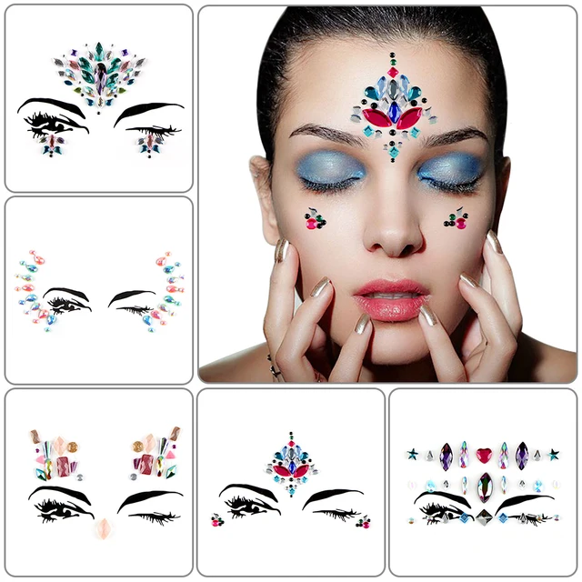1 PC Glitter Adesivo Rosto Gemas Strass Jóia Festa Festival Gemas Do Tatuagem Do Corpo Adesivos Aparador Moveis ~ 1 PC Glitter Adesivo Rosto Gemas Strass Jóia Festa Festival Gemas Do Tatuagem Do Corpo Adesivos