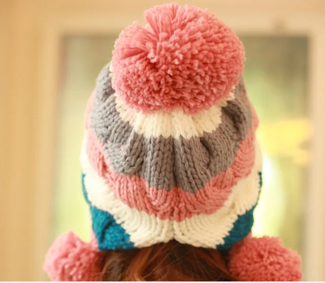 BomHCS Koren модная осенне-зимняя Милая женская вязаная шапка вязаная шапка ручной работы