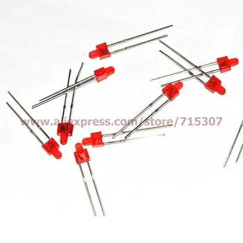 

PHISCALE 50pcs 2mm rectangle red led with domed top red lens high brightness 2pins through hole