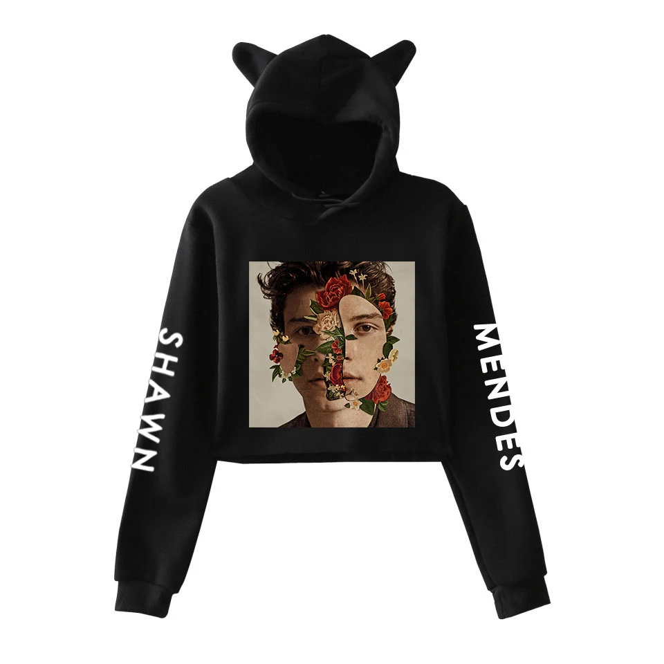 Толстовки Shawn Mendes короткий топ с длинным рукавом милая Женская одежда для девочек