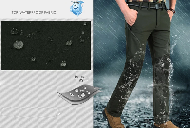 Calças de lã Inverno dos Homens Esportes ao ar Livre à Prova Mountainskin Softshell Dthick Água Grossa Caminhadas Esqui Masculino Va140 2020 3 Mountainskin 2020 calças de lã softshell inverno