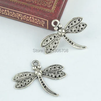 

Wholesale-40pcs metal antique silver charms dragonfly pendants jewelry findings fit necklaces jewelry making Z42760