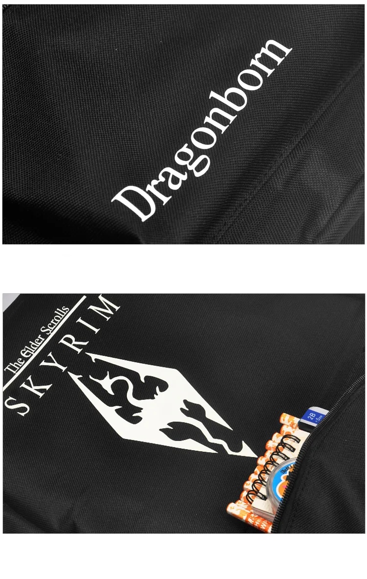 Black Oxford The Elder Scrolls V Skyrim Backpack NagaiKei IBM Shoulder Bags (8)