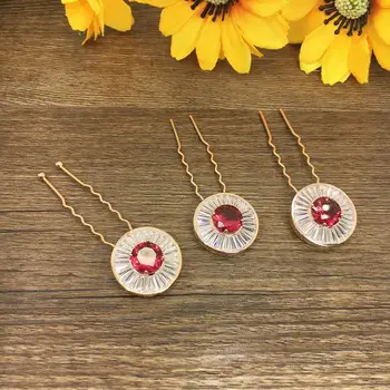 

3pc Paved Full Zircon Hair Pins Round Hairpin CZ Hair Pins Wedding Hair Accessories Bride Head Jewelry Pince Cheveux WIGO1258B