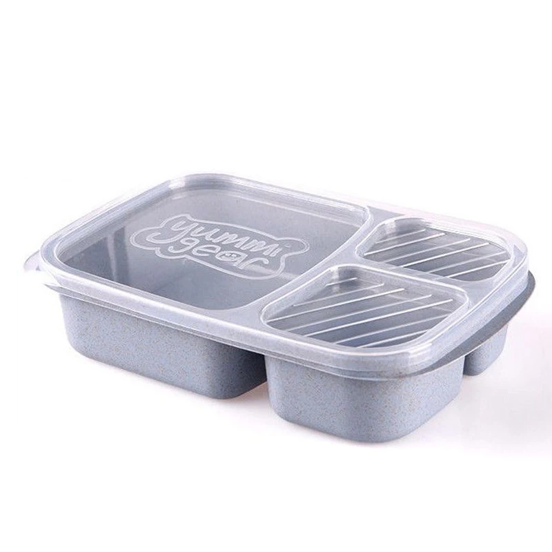 

Rectangle Wheat Straw cutlery lunch Box Nordic Green transparent Microwave Tableware Bento Box Natural Student Portable Box
