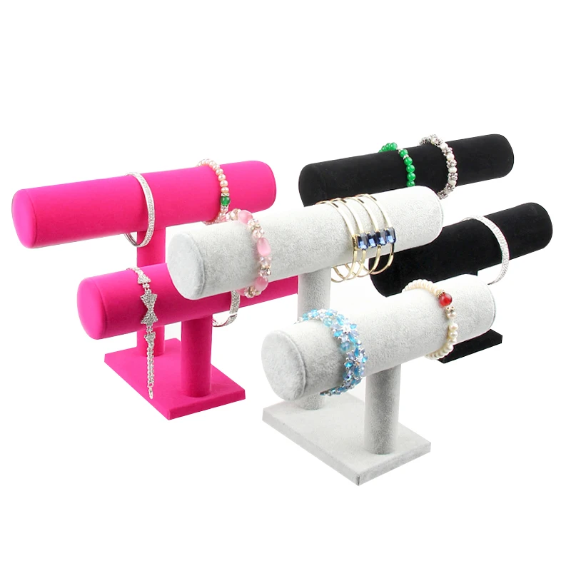  Top Luxury Black/Gray/Pink Velvet jewellery display stands Jewelry Display Shelf Bracelet Display S